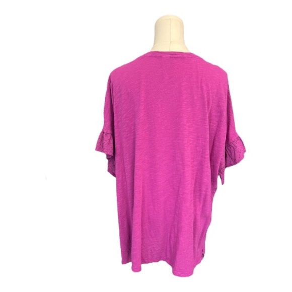π EUC OLD NAVY Womenβs Beetroot Ruffle Short Sleeve Eyelet T-Shirt | Size XL - Picture 5 of 9